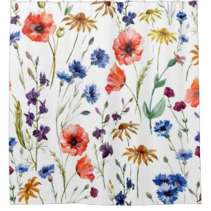 Wildflowers Watercolor Poppy Chamomile Background
