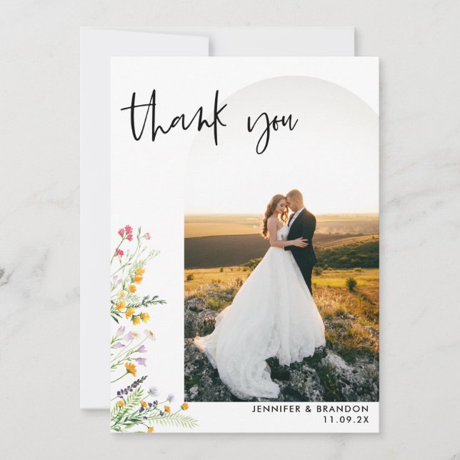 Wildflowers Wedding Arch Photo Thank you (Front)