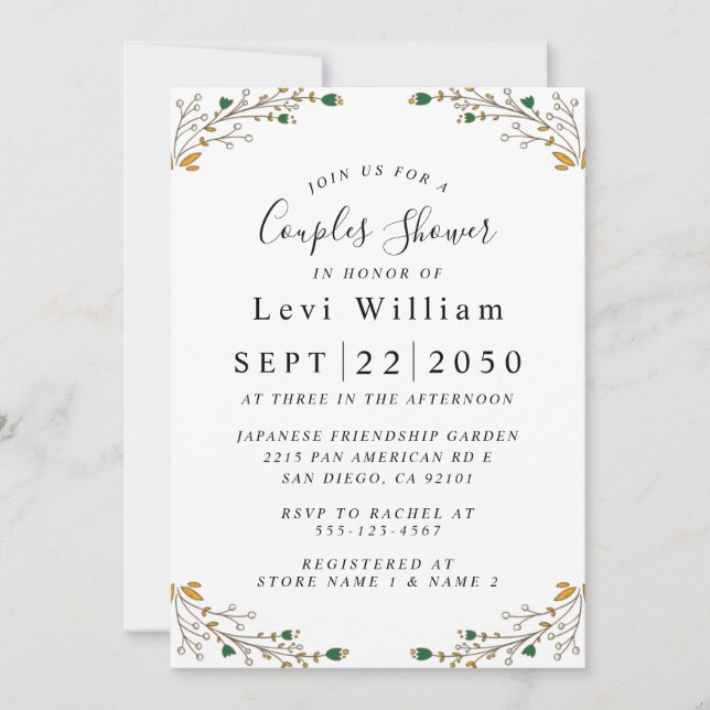 Wildflowers Wedding ,Boho Floral  Bridal Shower In Invitation (Front)