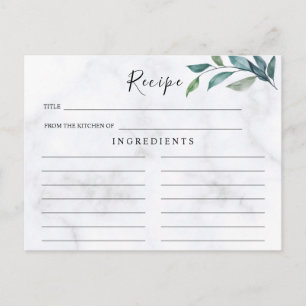 Wildflowers Wedding ,Boho Recipe Card