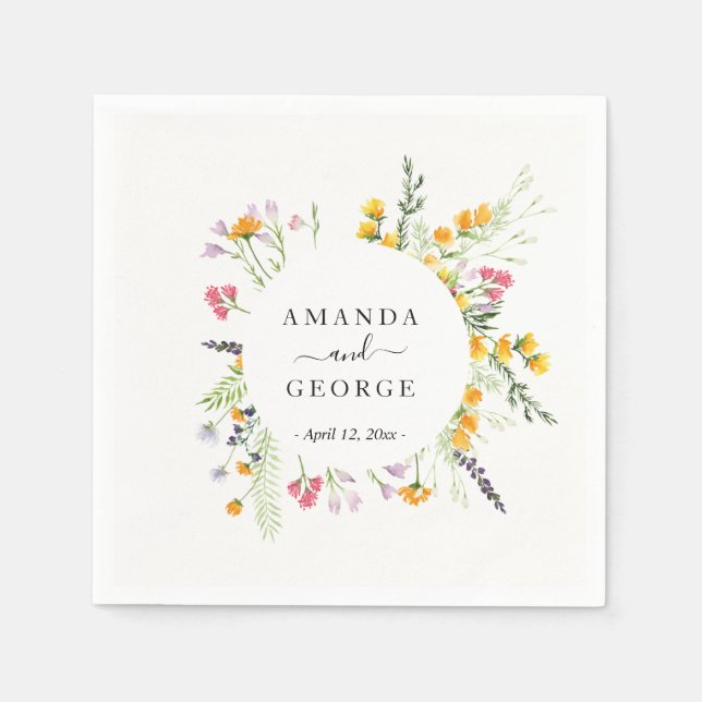 Wildflowers Wedding cocktails Napkin (Front)