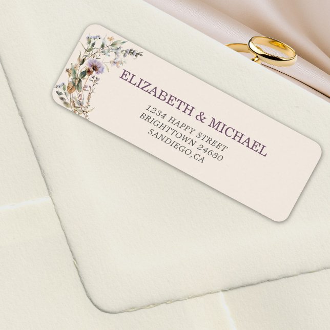 Wildflowers Wedding Elegant Modern Address  (Creator Uploaded)