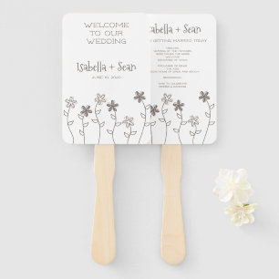 Wildflowers Wedding Monogram in Brown Design Hand Fan