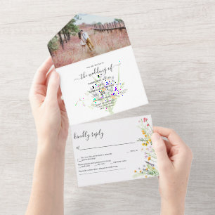 Wildflowers Wedding photo  All In One Invitation