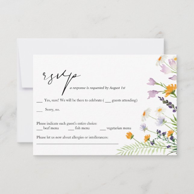 Wildflowers Wedding RSVP Card (Front)