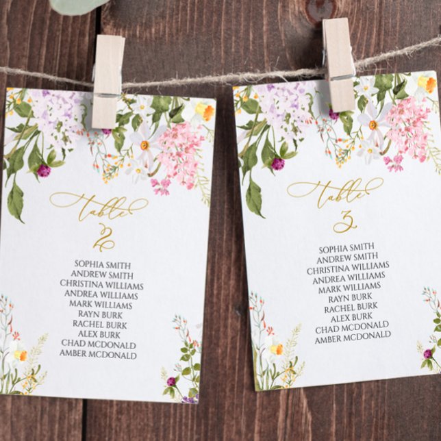 Wildflowers Wedding Table Number 3 Seating Chart (Creator Uploaded)