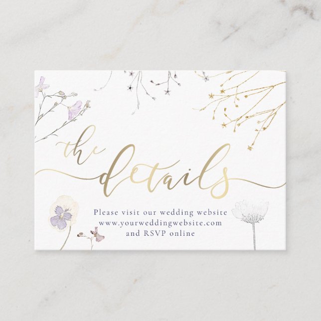 wildflowers Wedding Website Enclosure Card (Front)