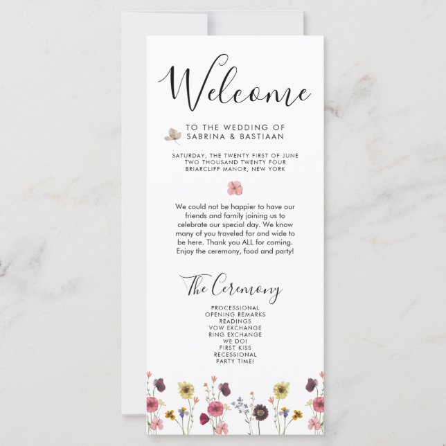 🌸 💍 Wildflowers Wedding Welcome Program (Front)