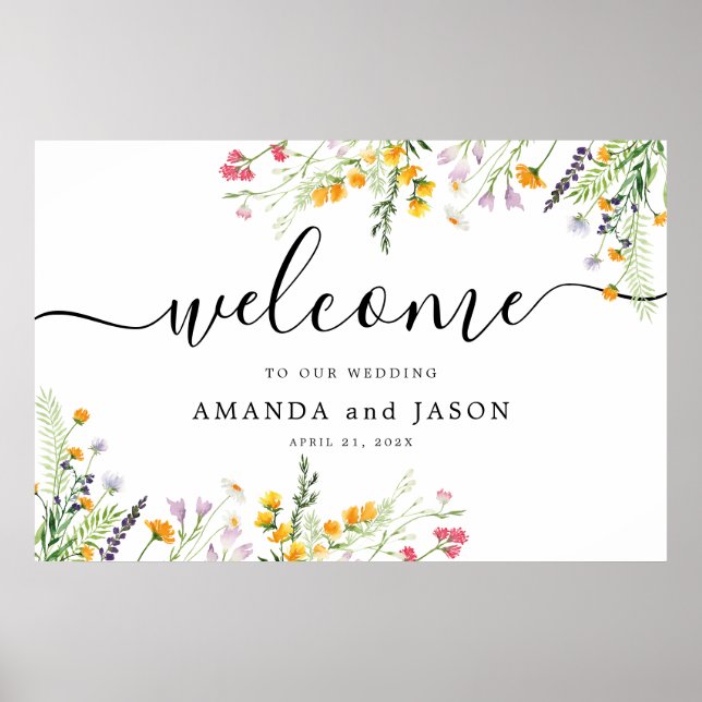 Wildflowers Wedding  Welcome Sign (Front)