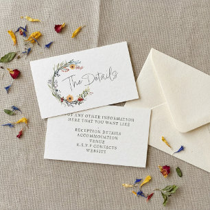 Wildflowers wedding wreath the details enclosure card