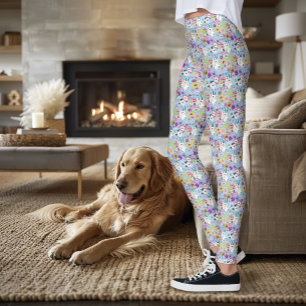 Wildflowers White Mountain Goat Nature Wildlife Leggings