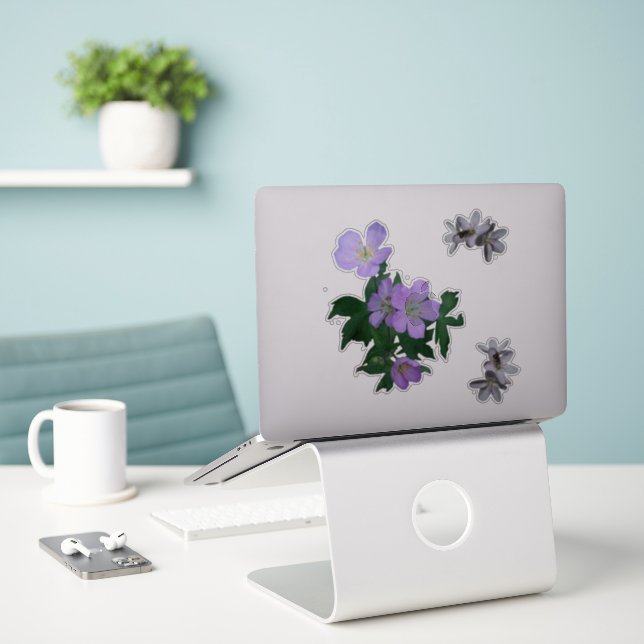 Wildflowers Wild Geraniums and spring beauties (Laptop On Desk)