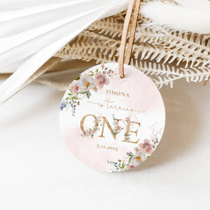 Wildflowers Wild One blush pink girl birthday Favour Tags