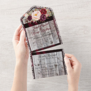 Wildflowers with Burgundy Ribbon, Lace & Lights All In One Invitation