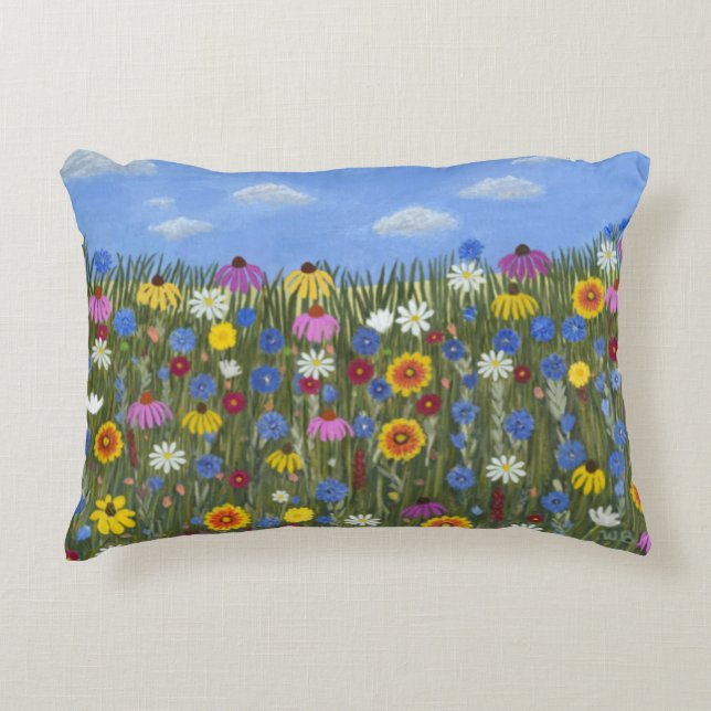 Wildflowers with Daisies Accent Pillow (Front)