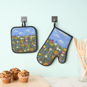 Wildflowers with Daisies Oven Mitt & Pot Holder Set
