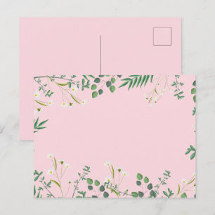 Wildflowers With Pink Wedding Postcard
