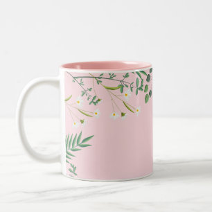 Wildflowers With Pink Wedding Two-Tone Coffee Mug