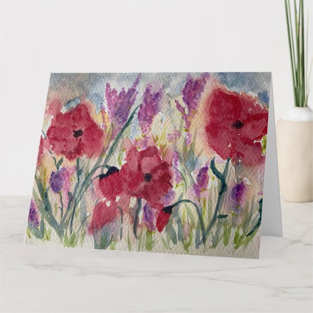 Wildflowers with poppies    thank you card (Front)
