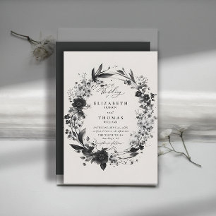 Wildflowers Wreath Modern Chic Elegant Wedding Invitation