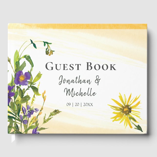 Wildflowers Yellow Blue Greenery Bible Verse Guest Book (Front)