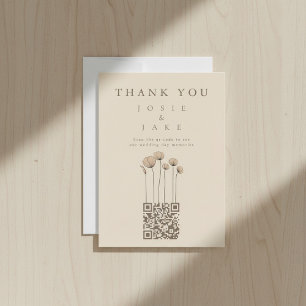 Wildfowers QR Code Wedding Thank You Card
