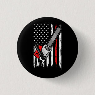 Wildland Firefighter Chainsaw Red Line American Fl 1 Inch Round Button
