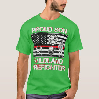 Wildland Firefighter Son Thin Red Line Smokejumper T-Shirt