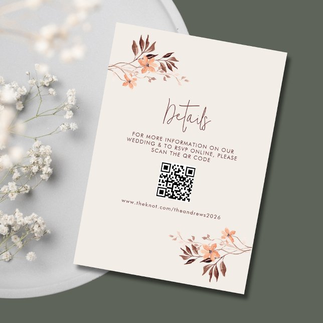 Wildlfower Boho QR Wedding Website  Enclosure Card (Wildlfower Boho QR Wedding Website Enclosure Card)