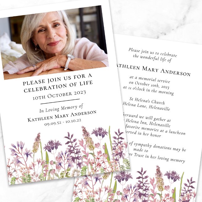 Wildlfowers Funeral Memorial Celebration of Life Invitation (Creator Uploaded)