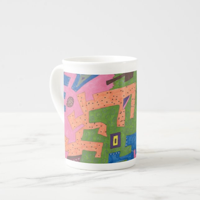 "WildLife" Abstract Art Bone China Mug (Front Left)