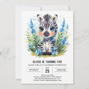 Wildlife Adventure Online Zebra Boy Birthday Invitation