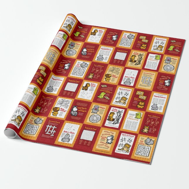 Wildlife Africa Puzzle Wrapping Paper (Unrolled)