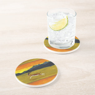 Wildlife Animal Art Gazelle at Sunset Coaster