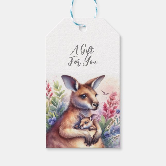 Wildlife Animal Kangaroo Gift Tags (Front)