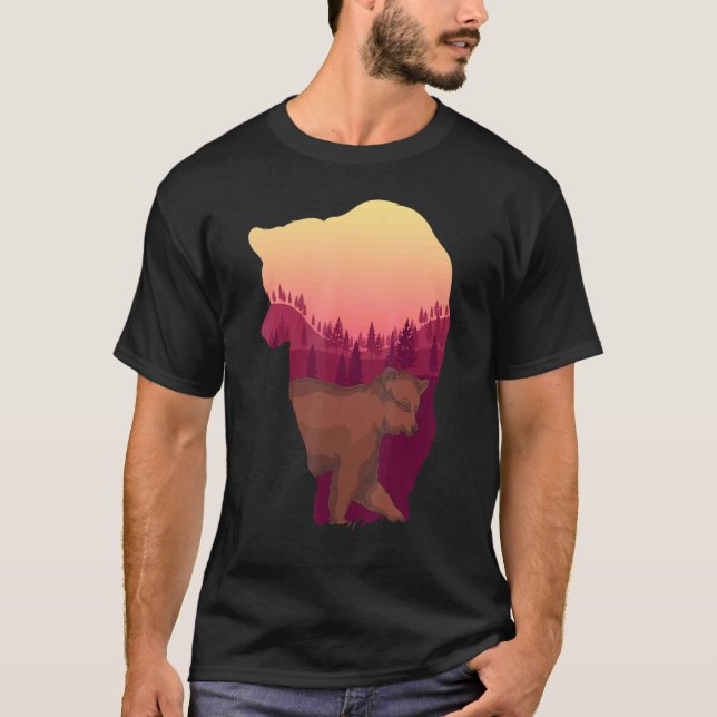 Wildlife Animal  Nature Forest Trees Brown Bear T-Shirt (Front)