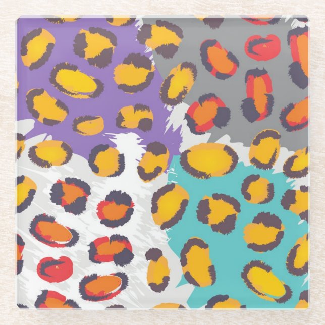 Wildlife animal pattern glass coaster (Front)