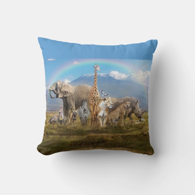 Wildlife Animals Throw Pillow (Front)