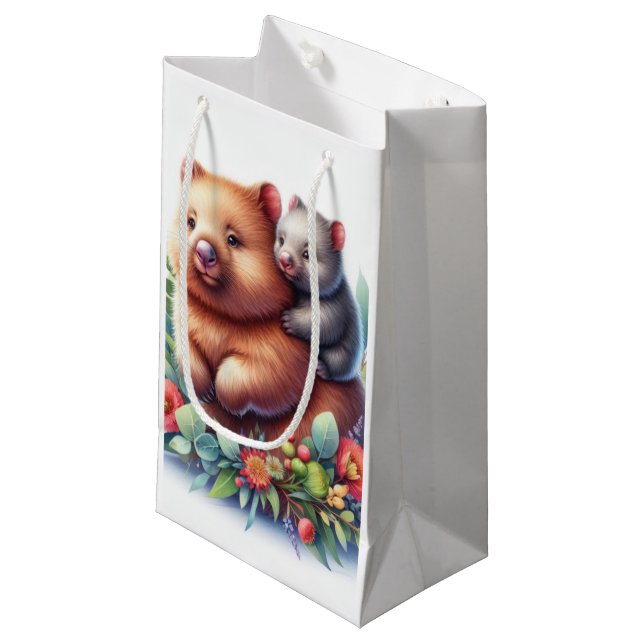 Wildlife Animals Wombat Small Gift Bag (Front Angled)