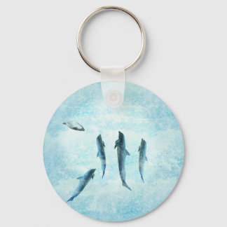 wildlife aquatic, dancing dolphins keychain