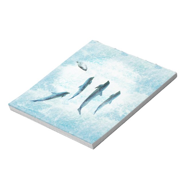 wildlife aquatic, dancing dolphins notepad (Rotated)
