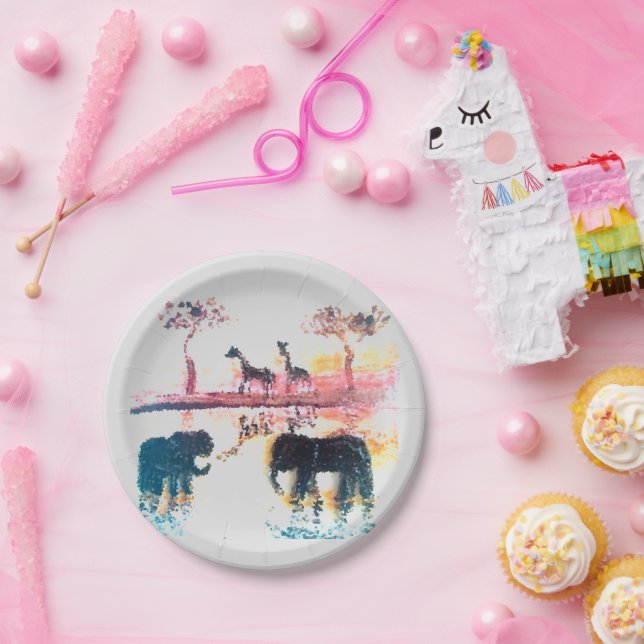 Wildlife Art African Sunset Paper Plate (Party)