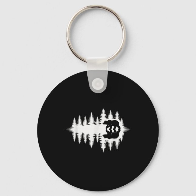 Wildlife Bear Forest Reflection Art Hiking Camping Keychain (Front)