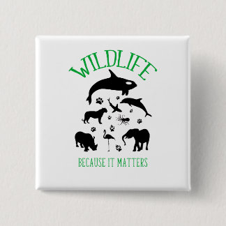 Wildlife Because it matters Wild Silhouette Badge 2 Inch Square Button