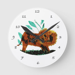 Wildlife Big Cat Art Lion Round Clock