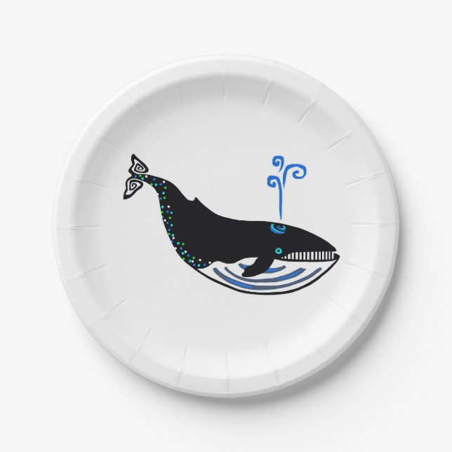 Wildlife - Blue WHALE - Endangered animal - Party Paper Plate (Front)