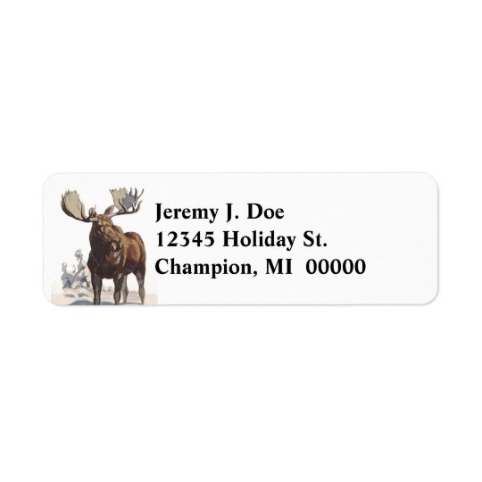 Wildlife Bull Moose Winter Return address Labels | Zazzle.ca