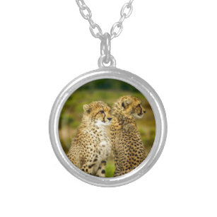 Wildlife Cheetah Photo Silver Plated Necklace