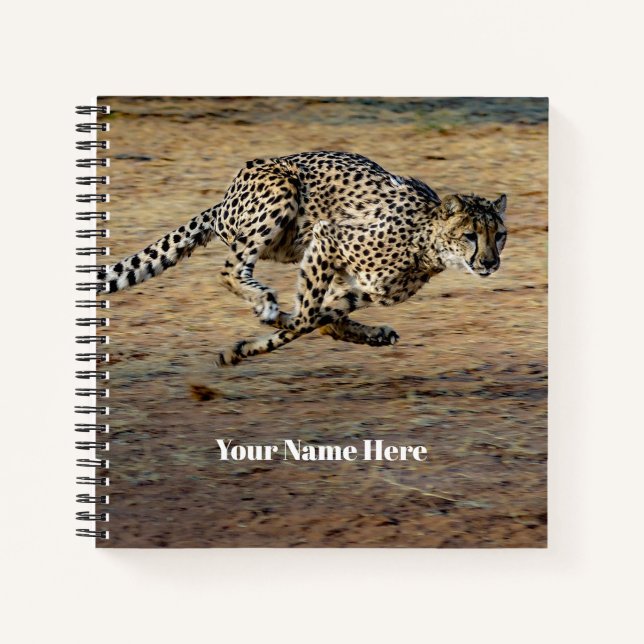 Wildlife Cheetah Running Photo Notebook (Front)