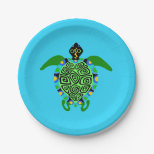 Wildlife - Cool Sea TURTLE  - Aqua Party Paper Plate